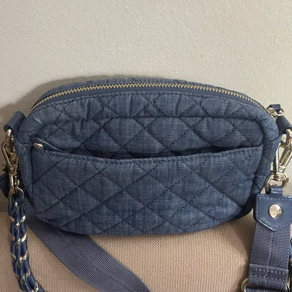MZ Wallace Quilted Denim Mini Crosby Crossbody Bag - Denim Blue - Picture 3 of 10
